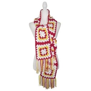 Handmade Crocheted Granny Square Scarf, OS Long